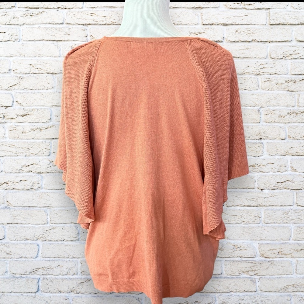 Women's Orange Sweater Top with Winged Sleeves Size XL - Picture 3 of 5